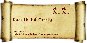 Kozsik Károly névjegykártya